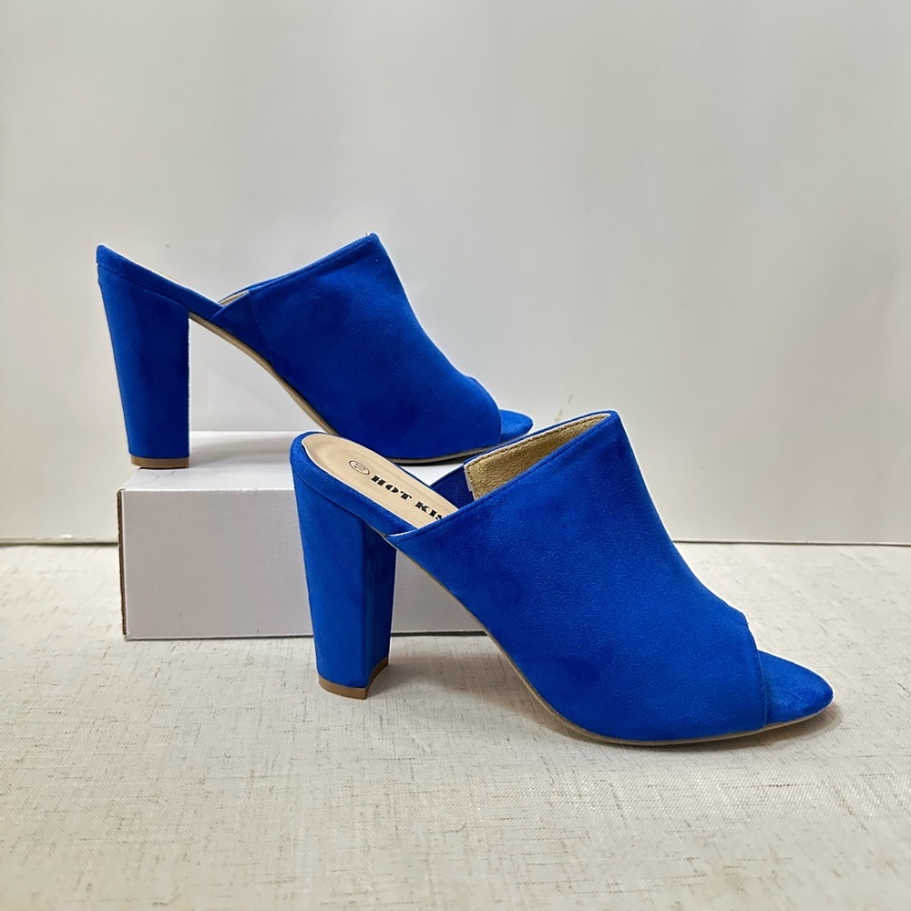 Hot Kiss Vibrant Blue Open-Toe Mules - Picture 5 of 10